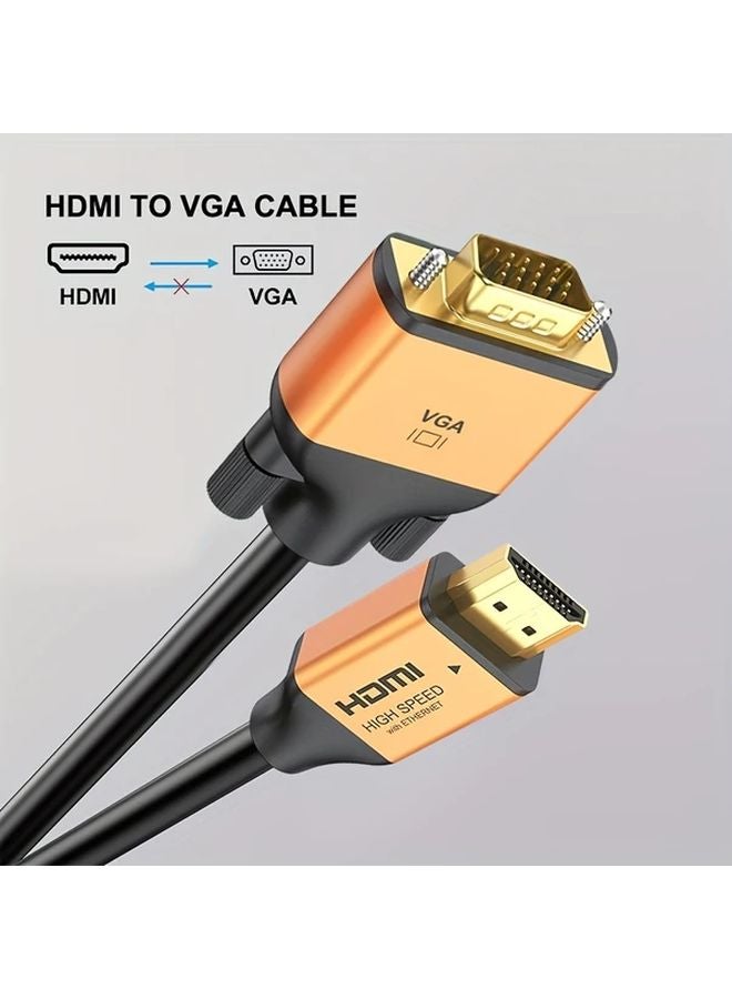 محول VGA ذهبي أسود 6 أقدام بدقة 1080p مع صوت للابتوب، جهاز الكمبيوتر، الشاشة، جهاز العرض، التلفزيون عالي الدقة - Image 4
